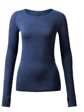Lululemon Swiftly Tech Long Sleeve Crew Black / Sapphire Blue Size 2